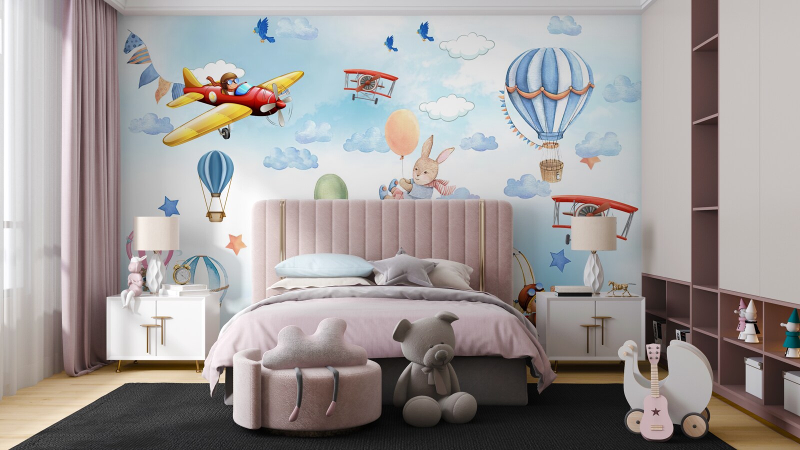 Fototapeta postacie z bajek szybują po niebie