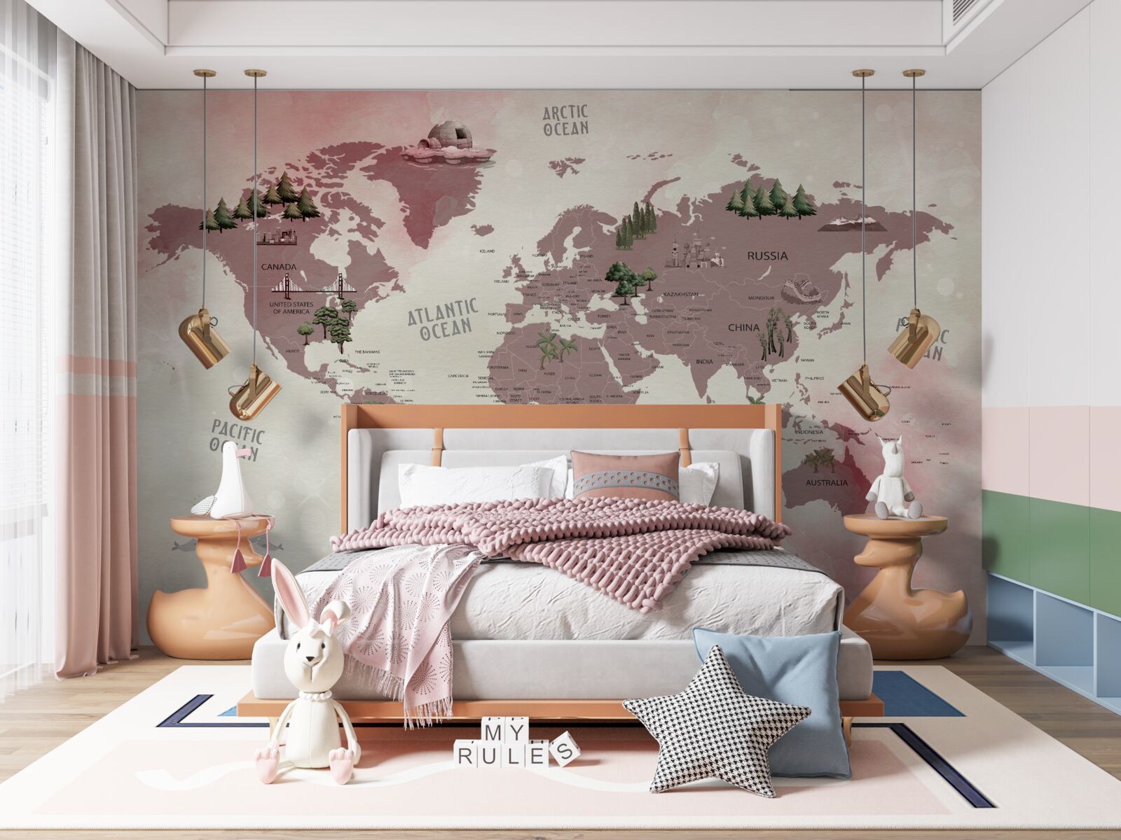 Fototapeta mapa świata z zaznaczonymi lasami