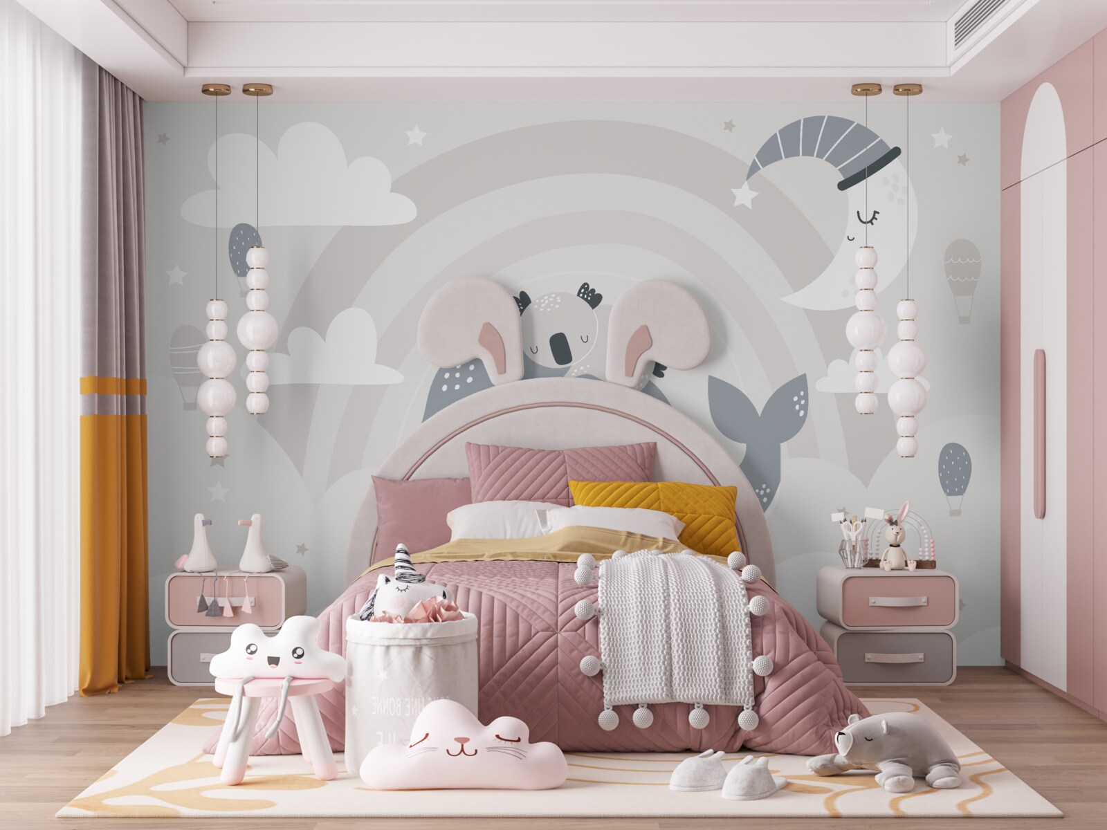 Fototapeta w chmurach koala śpi na grzbiecie wieloryba