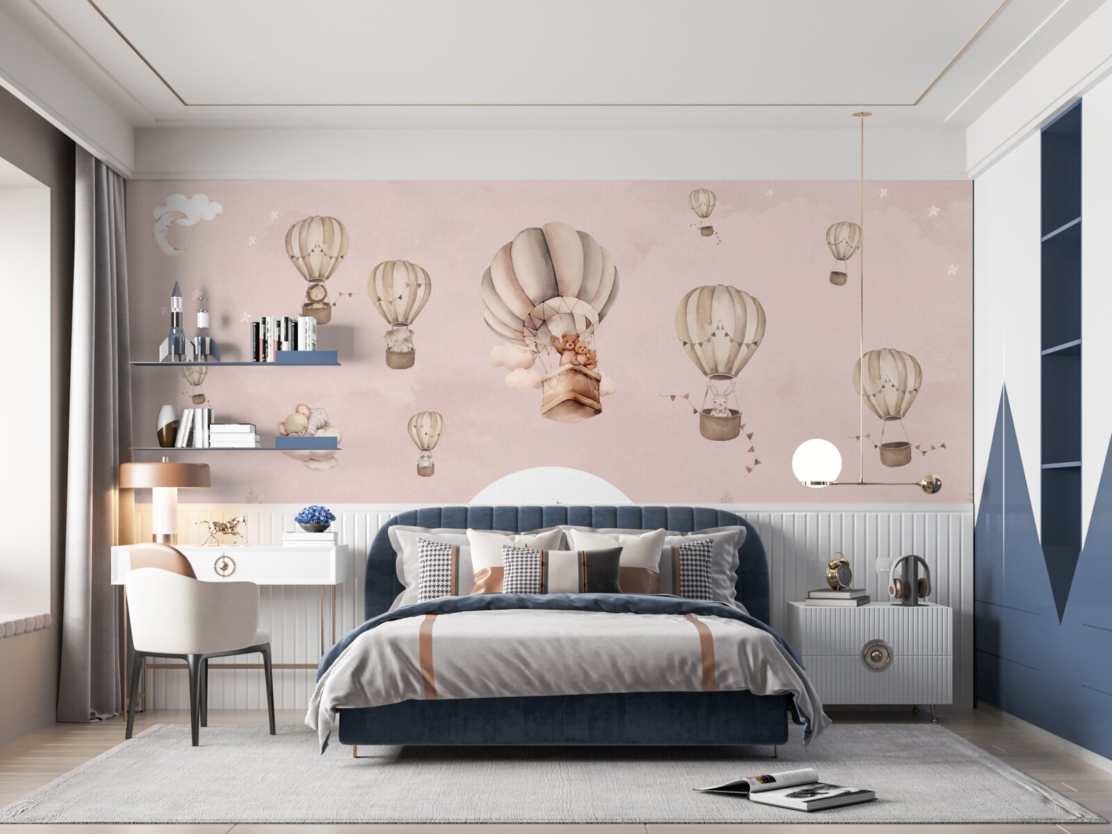 Fototapeta zwierzęta wzbijają się w niebo balonami na ogrzane powietrze