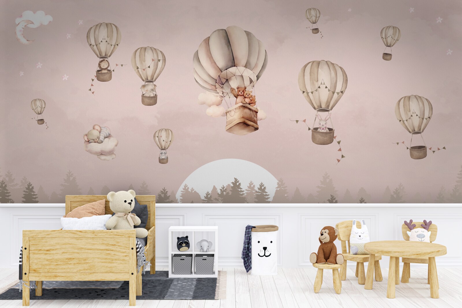 Fototapeta zwierzęta wzbijają się w niebo balonami na ogrzane powietrze