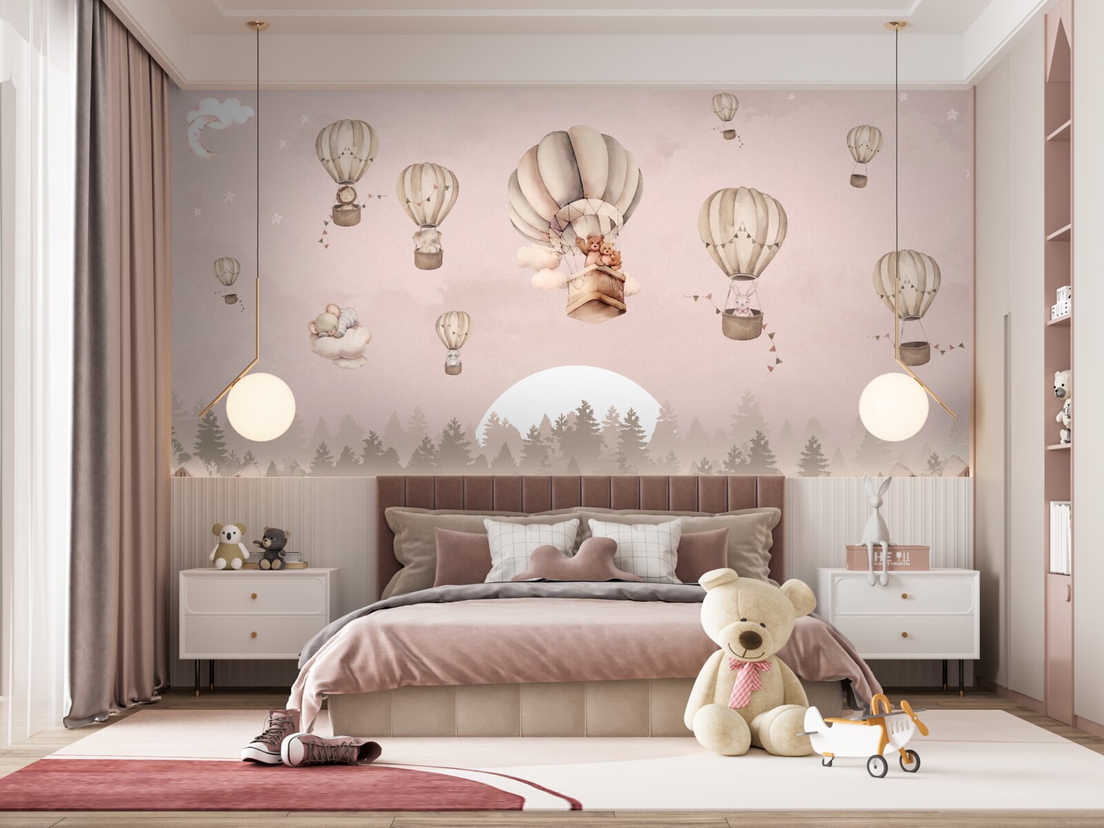 Fototapeta zwierzęta wzbijają się w niebo balonami na ogrzane powietrze