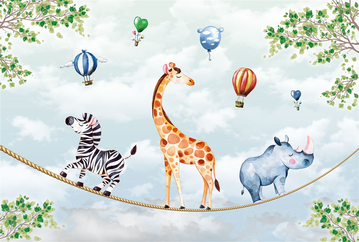 Fototapeta trzej akrobaci spoczywają na wysokim drucie