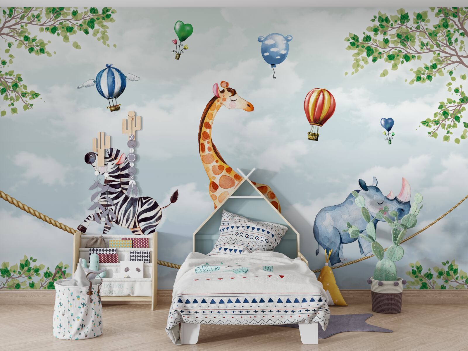 Fototapeta trzej akrobaci spoczywają na wysokim drucie