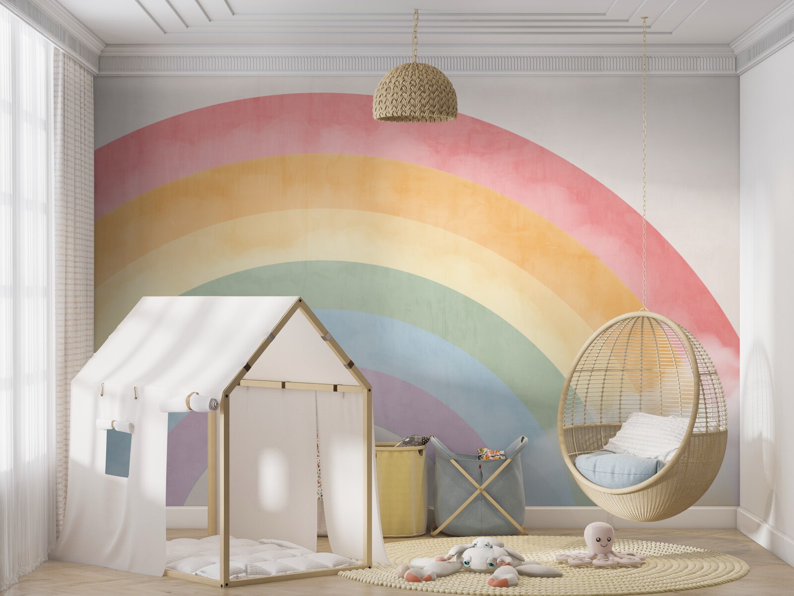 Fototapeta wspaniały łuk kwiatów wśród chmur