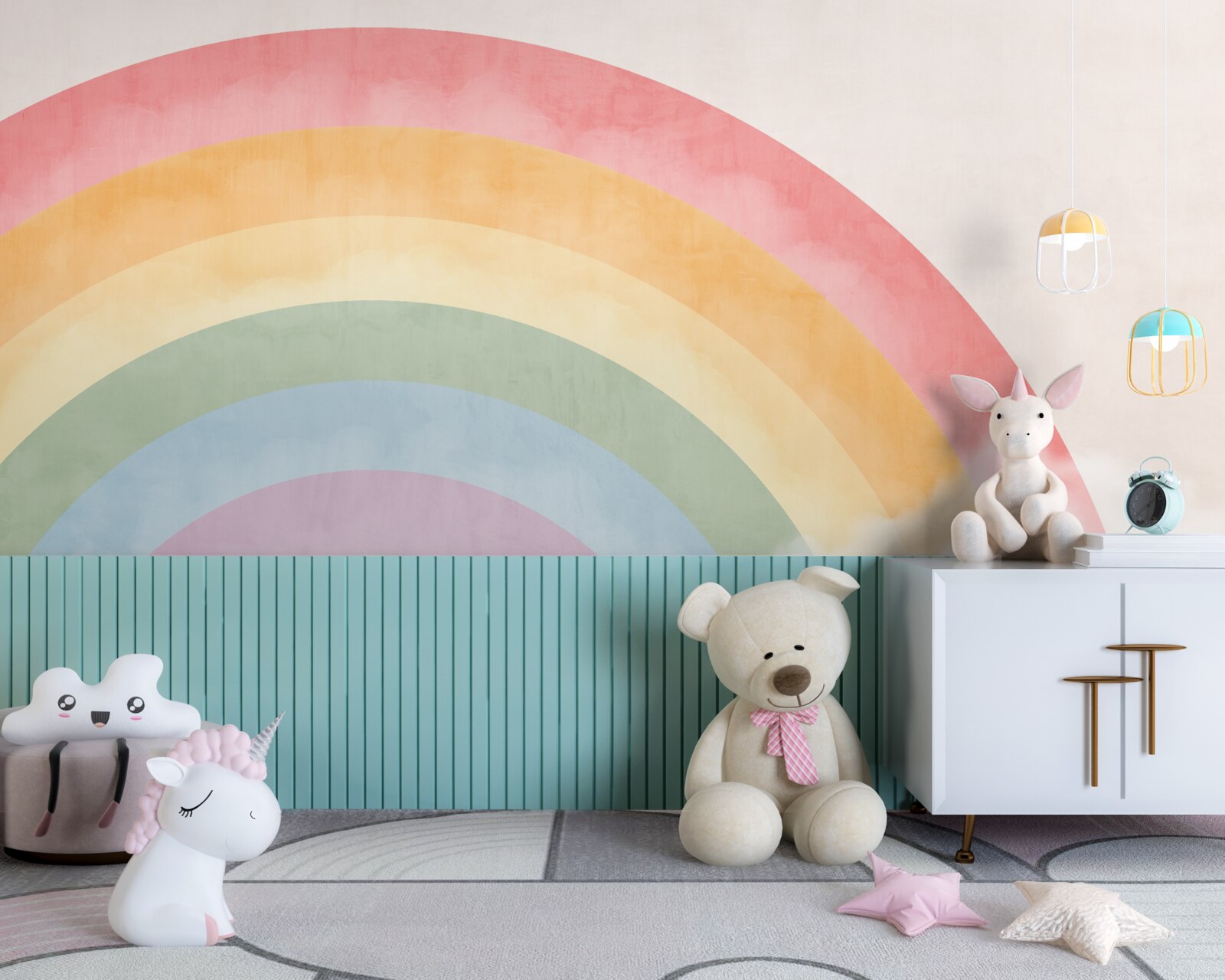 Fototapeta wspaniały łuk kwiatów wśród chmur