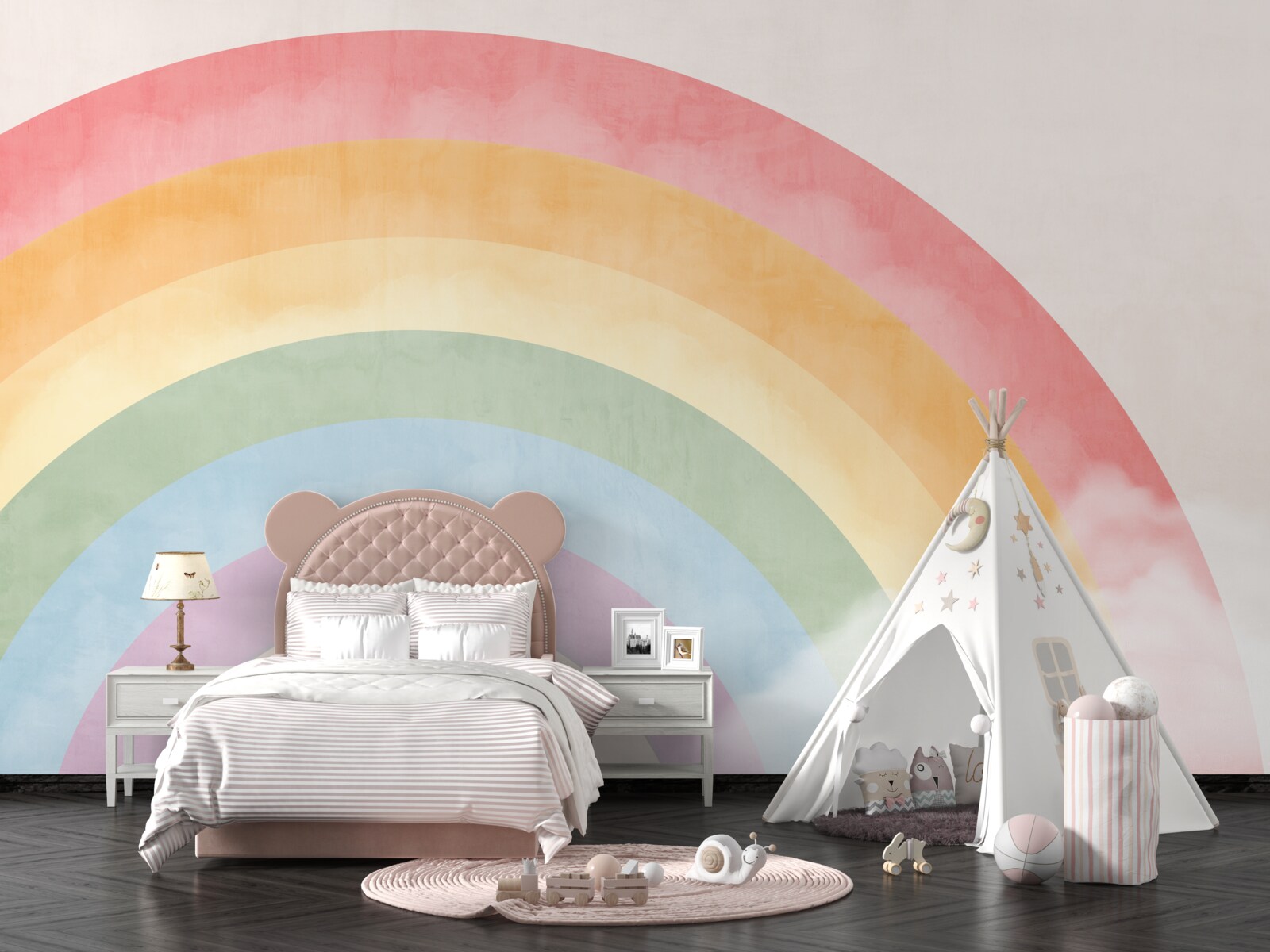 Fototapeta wspaniały łuk kwiatów wśród chmur