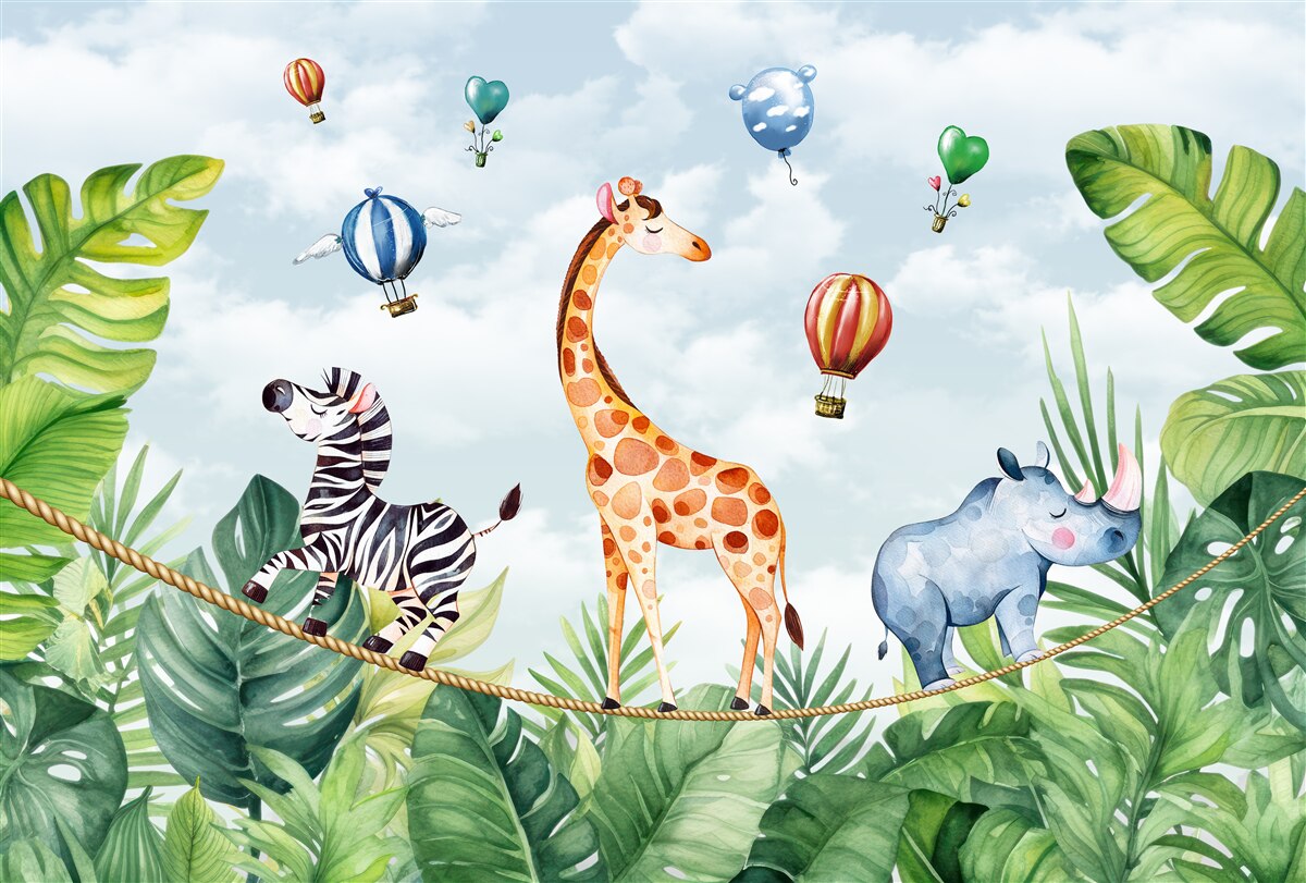 Fototapeta akrobaci na wysokim drucie wśród drzew