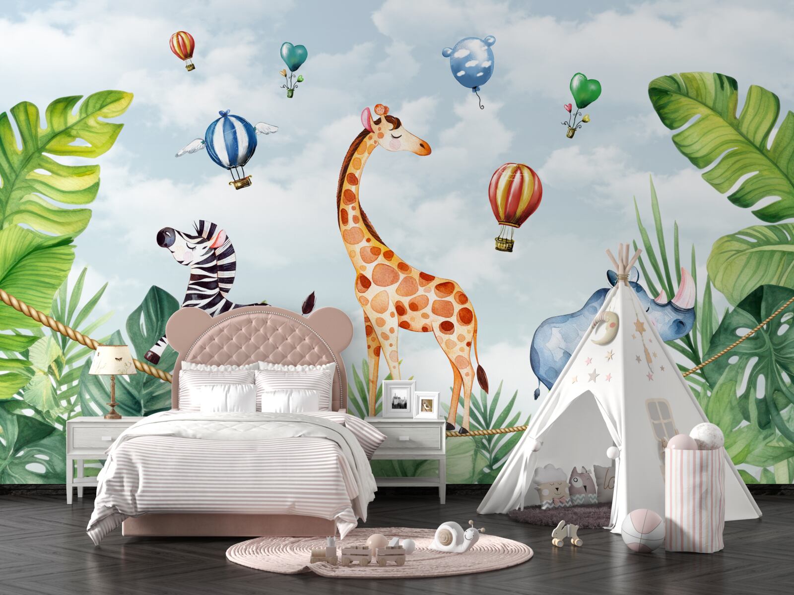 Fototapeta akrobaci na wysokim drucie wśród drzew