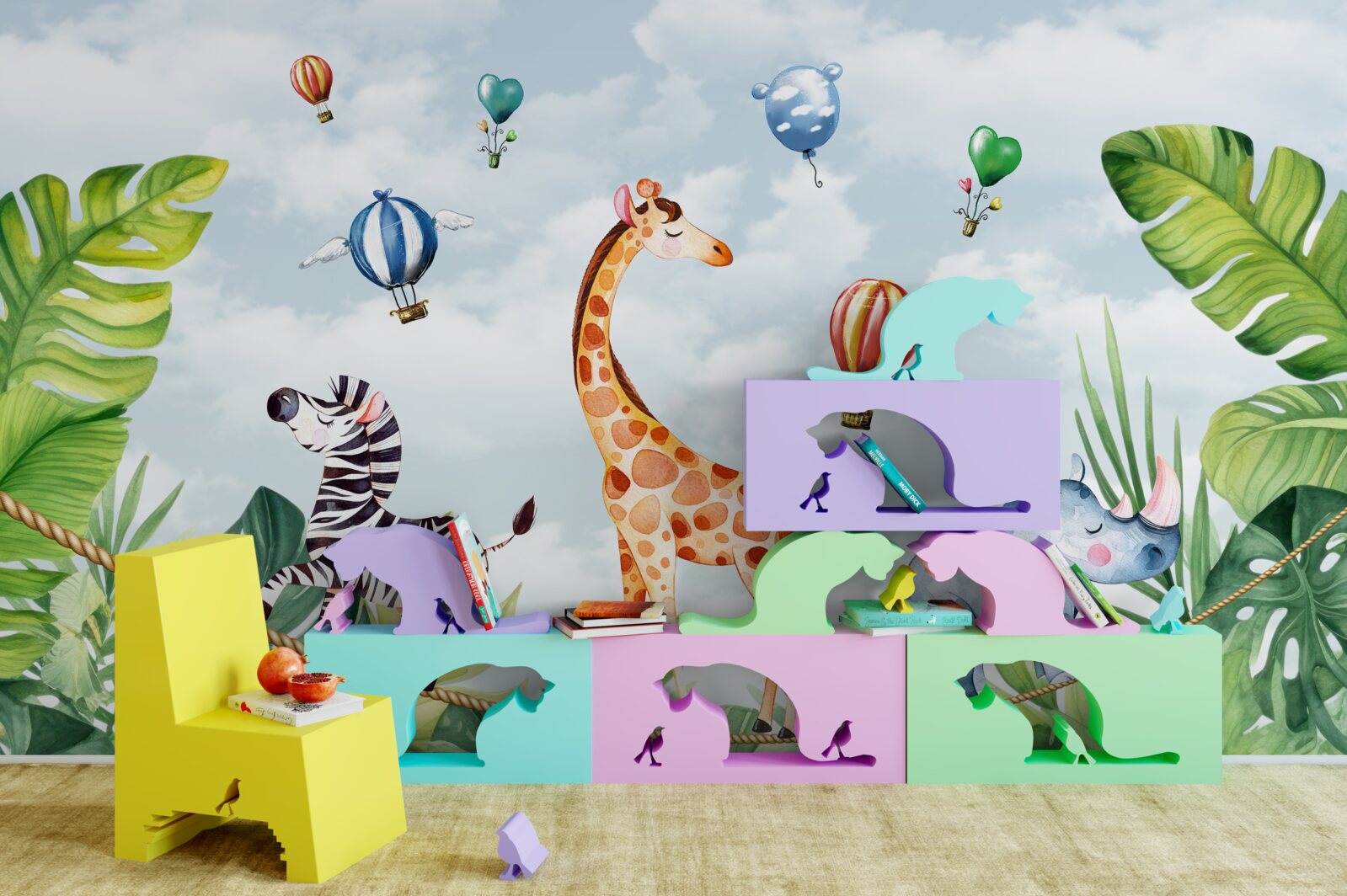 Fototapeta akrobaci na wysokim drucie wśród drzew