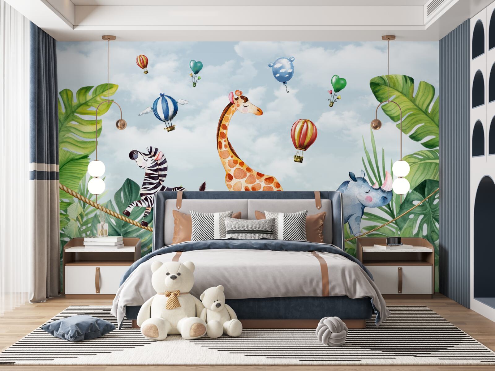 Fototapeta akrobaci na wysokim drucie wśród drzew