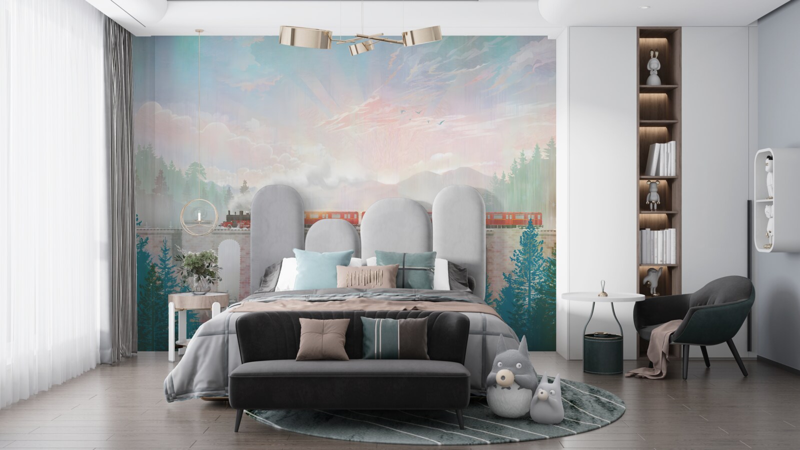 Fototapeta przez most jedzie pociąg