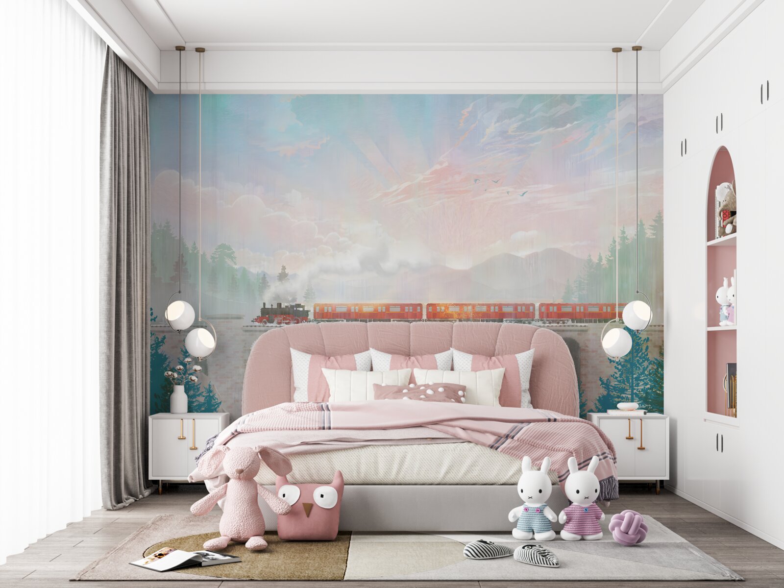 Fototapeta przez most jedzie pociąg