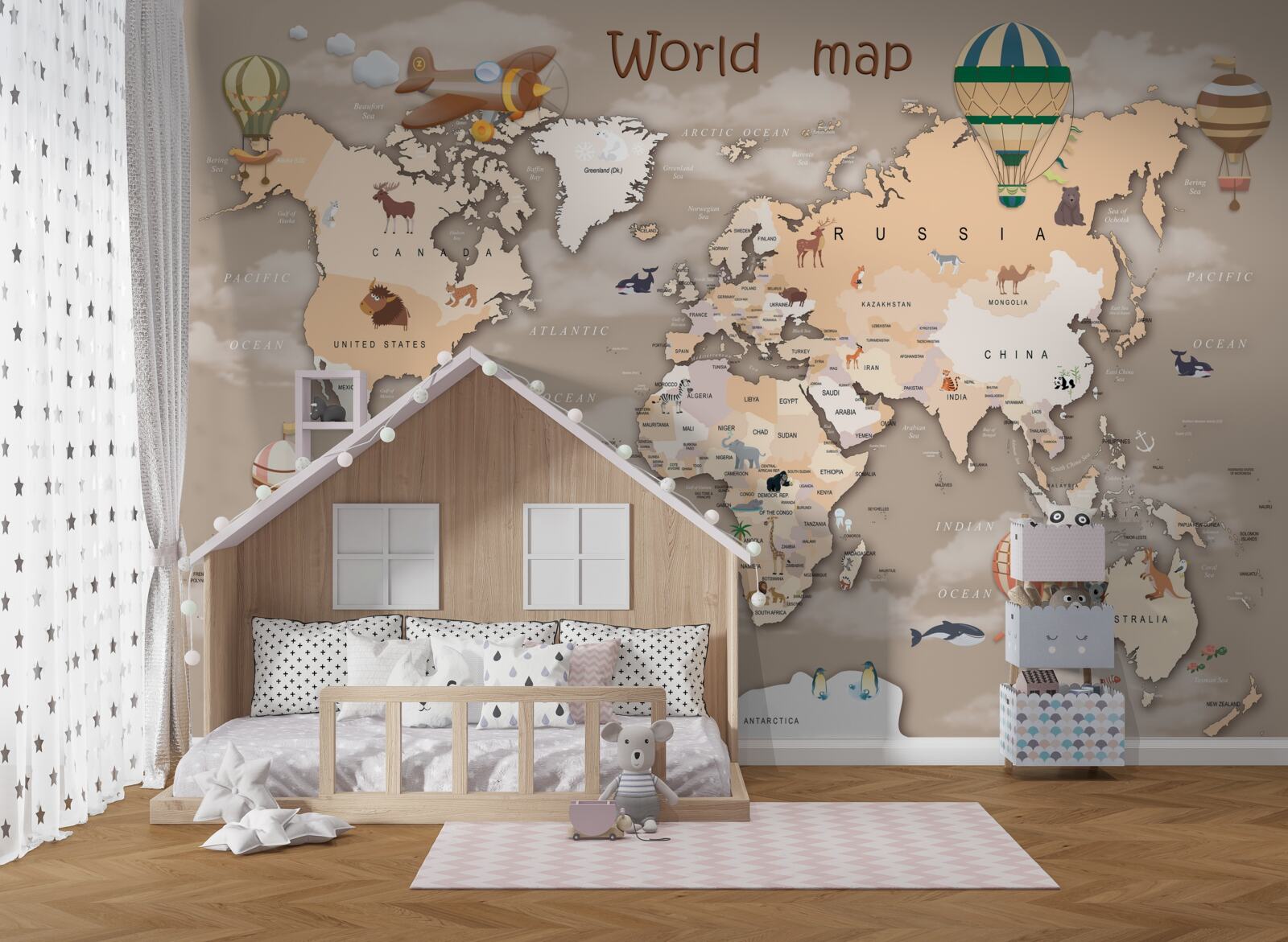 Fototapeta mapa świata z kontynentami