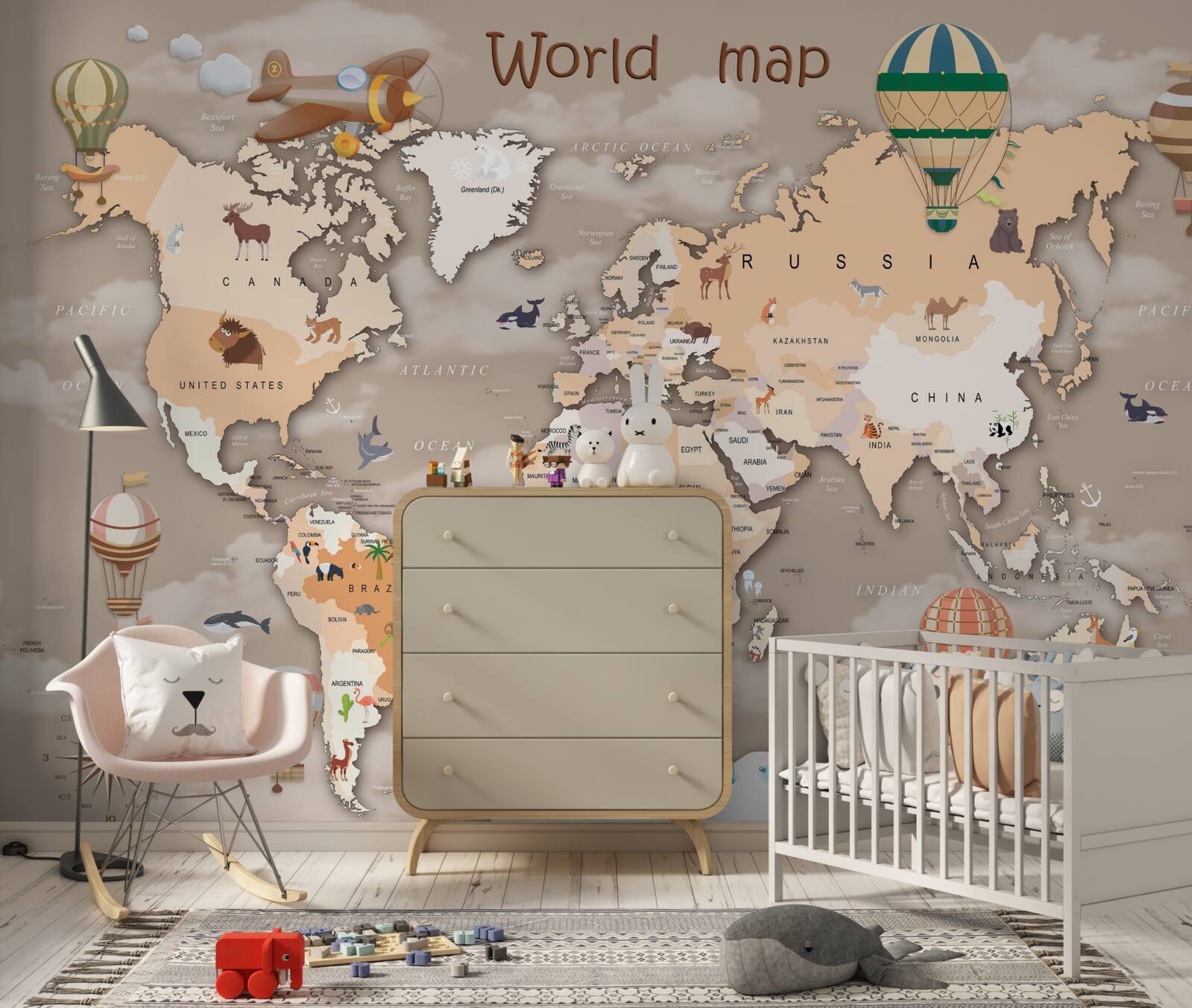 Fototapeta mapa świata z kontynentami