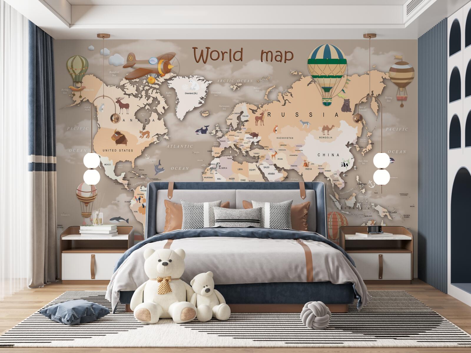 Fototapeta mapa świata z kontynentami