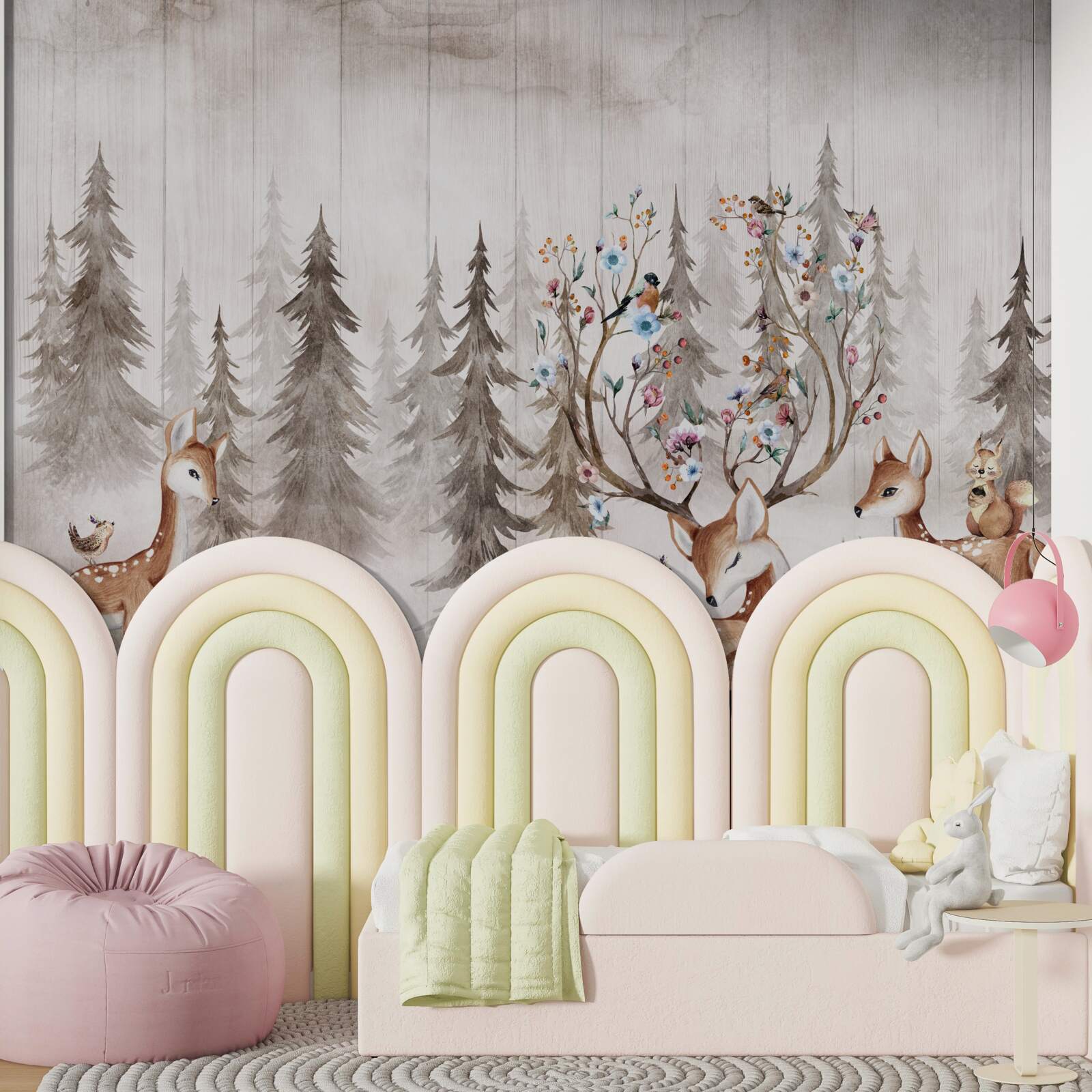 Fototapeta duża rodzina jeleni odpoczywa w lesie