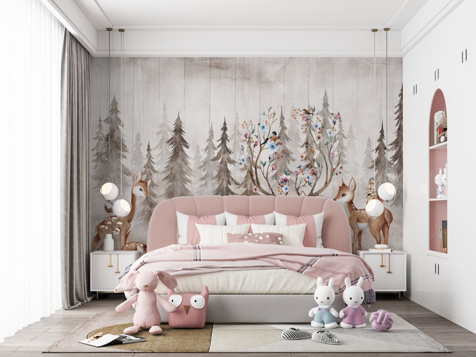 Fototapeta duża rodzina jeleni odpoczywa w lesie