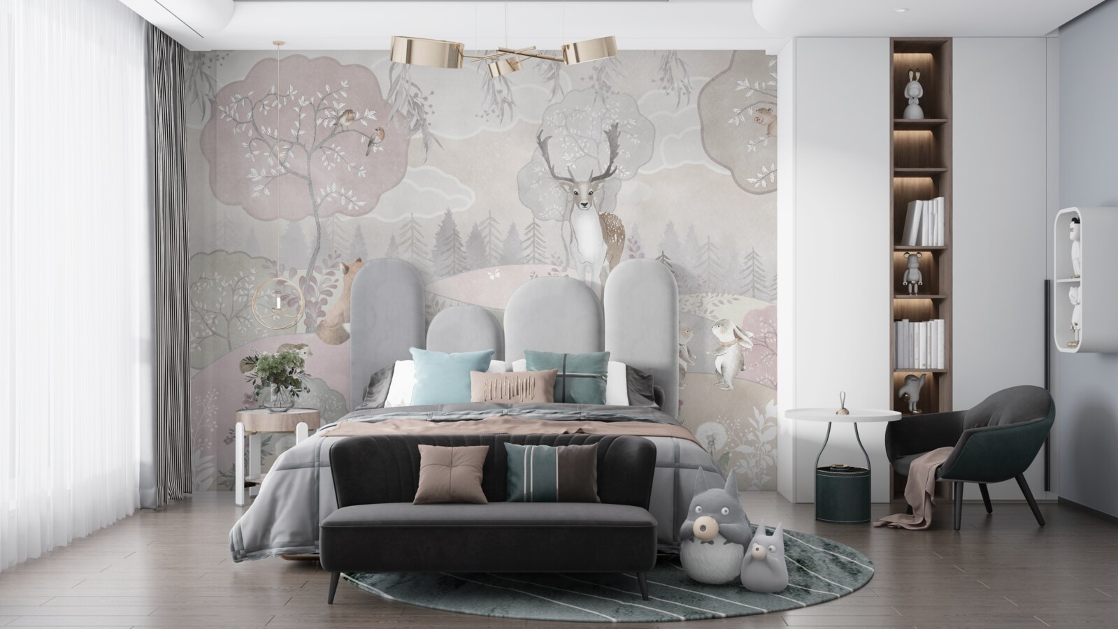 Fototapeta jeleń widzi swoich młodszych towarzyszy