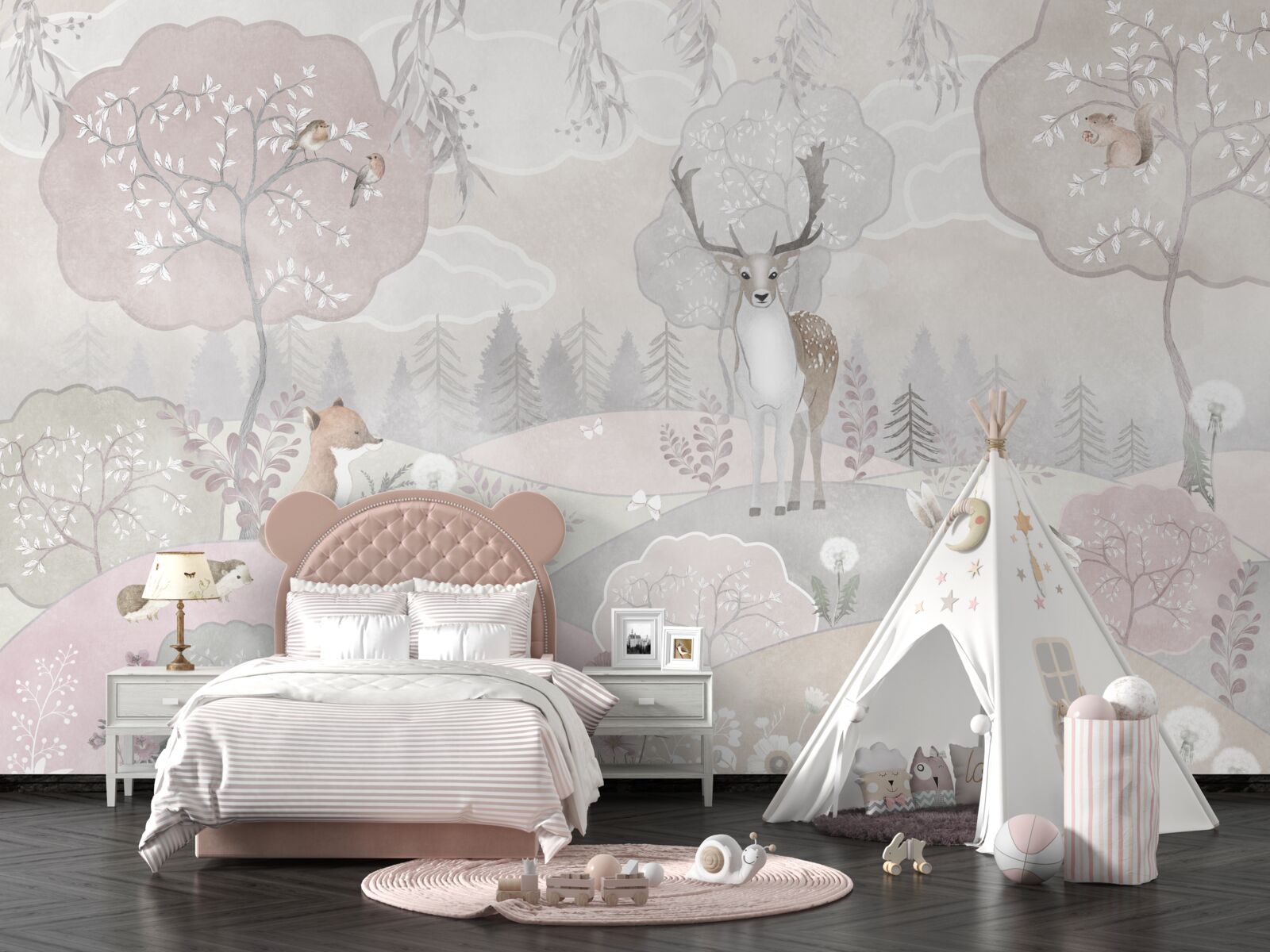 Fototapeta jeleń widzi swoich młodszych towarzyszy