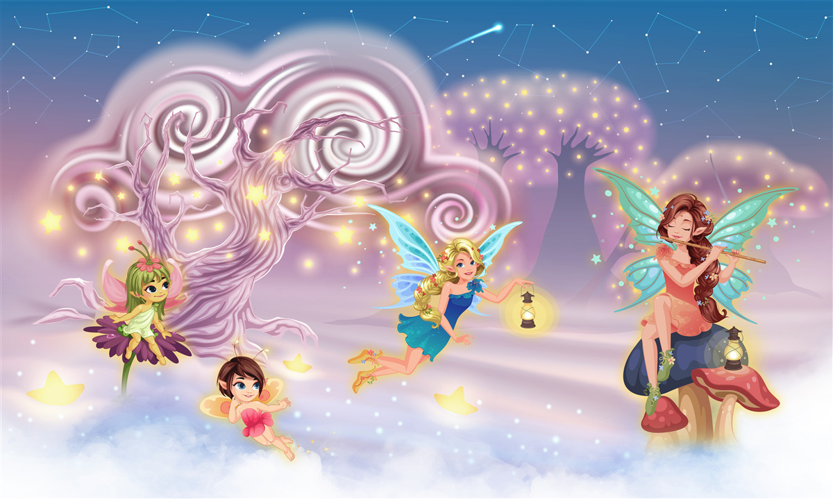 Fototapeta wróżki opowiadają dzieciom bajki za pomocą piosenek