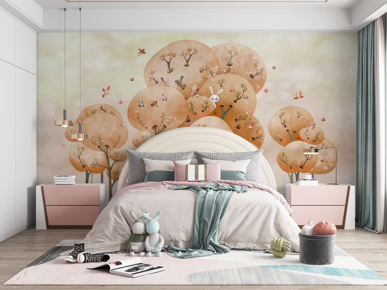 Fototapeta lis szuka króliczka na drzewie