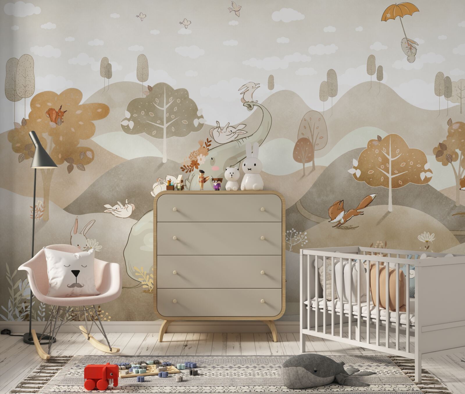 Fototapeta mały słoń bawi króliczki