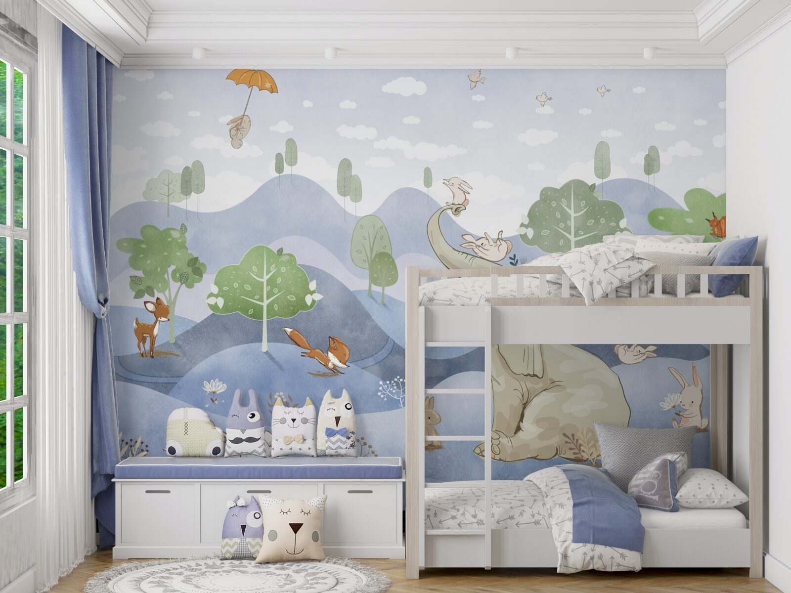 Fototapeta mały słoń spaceruje ze swoimi młodszymi przyjaciółmi