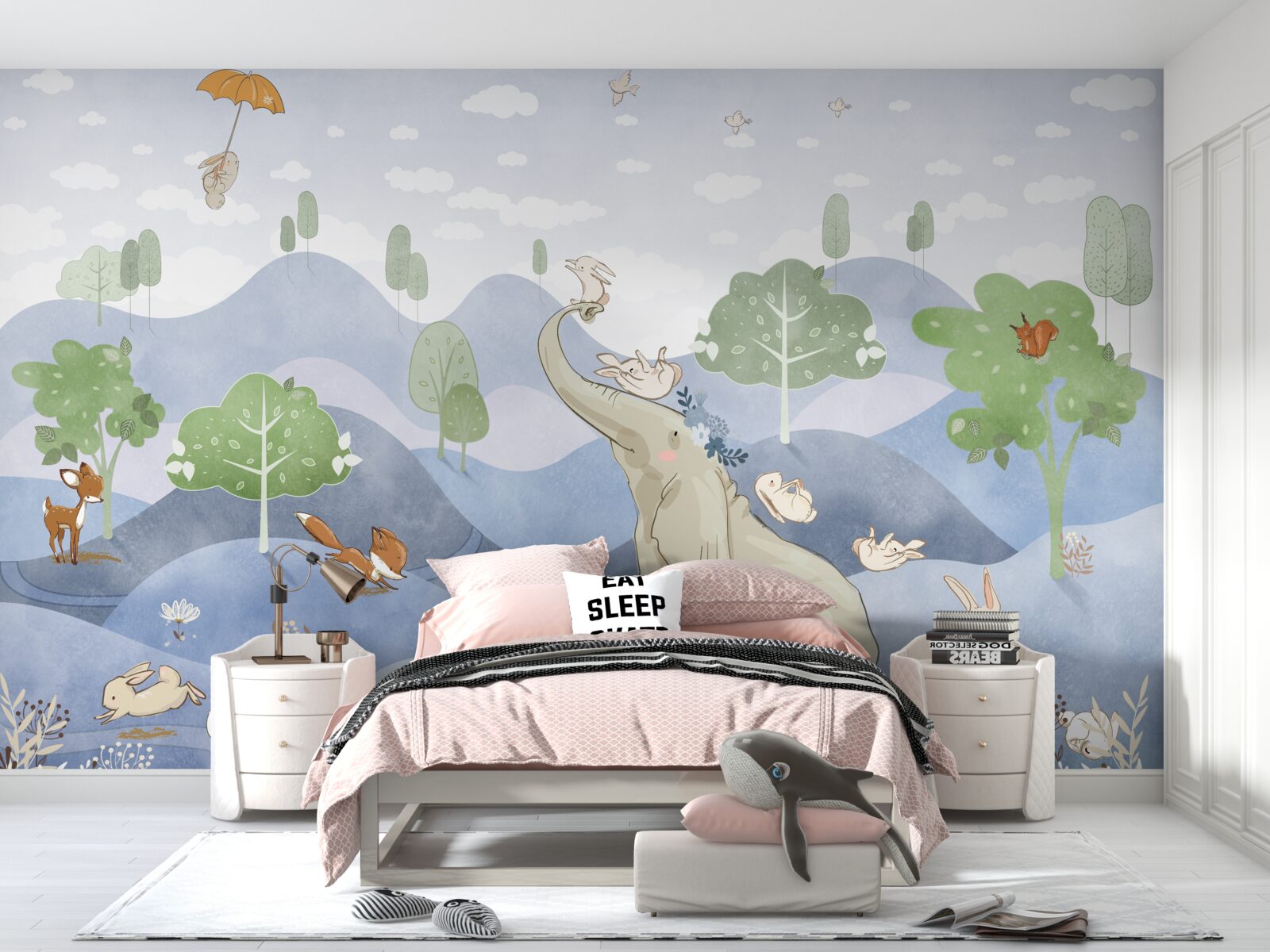 Fototapeta mały słoń spaceruje ze swoimi młodszymi przyjaciółmi