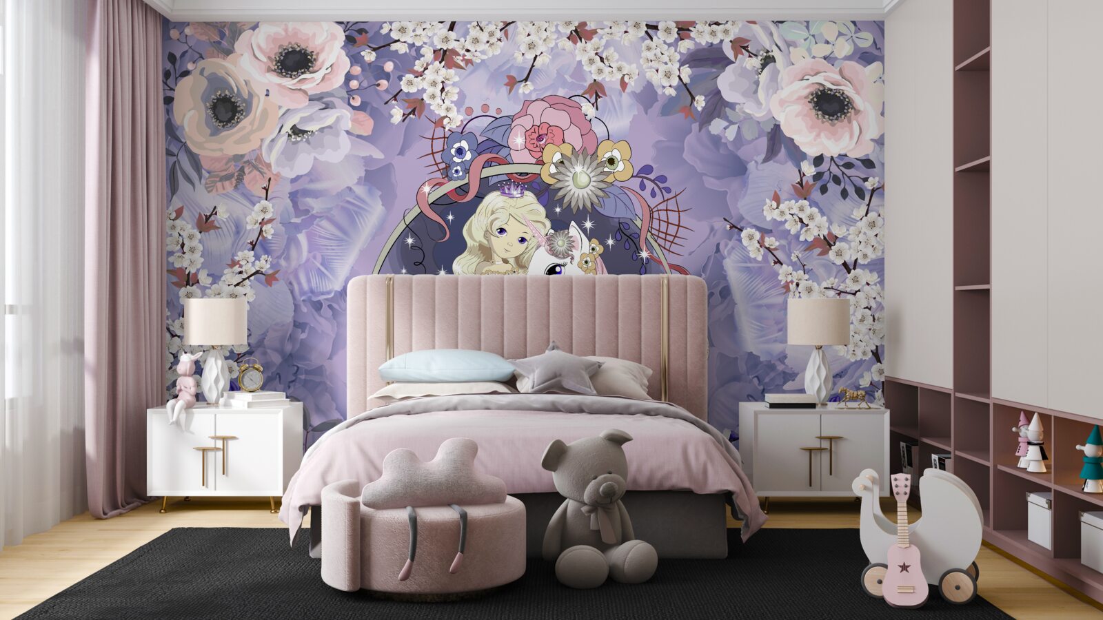 Fototapeta jednorożec z księżniczką