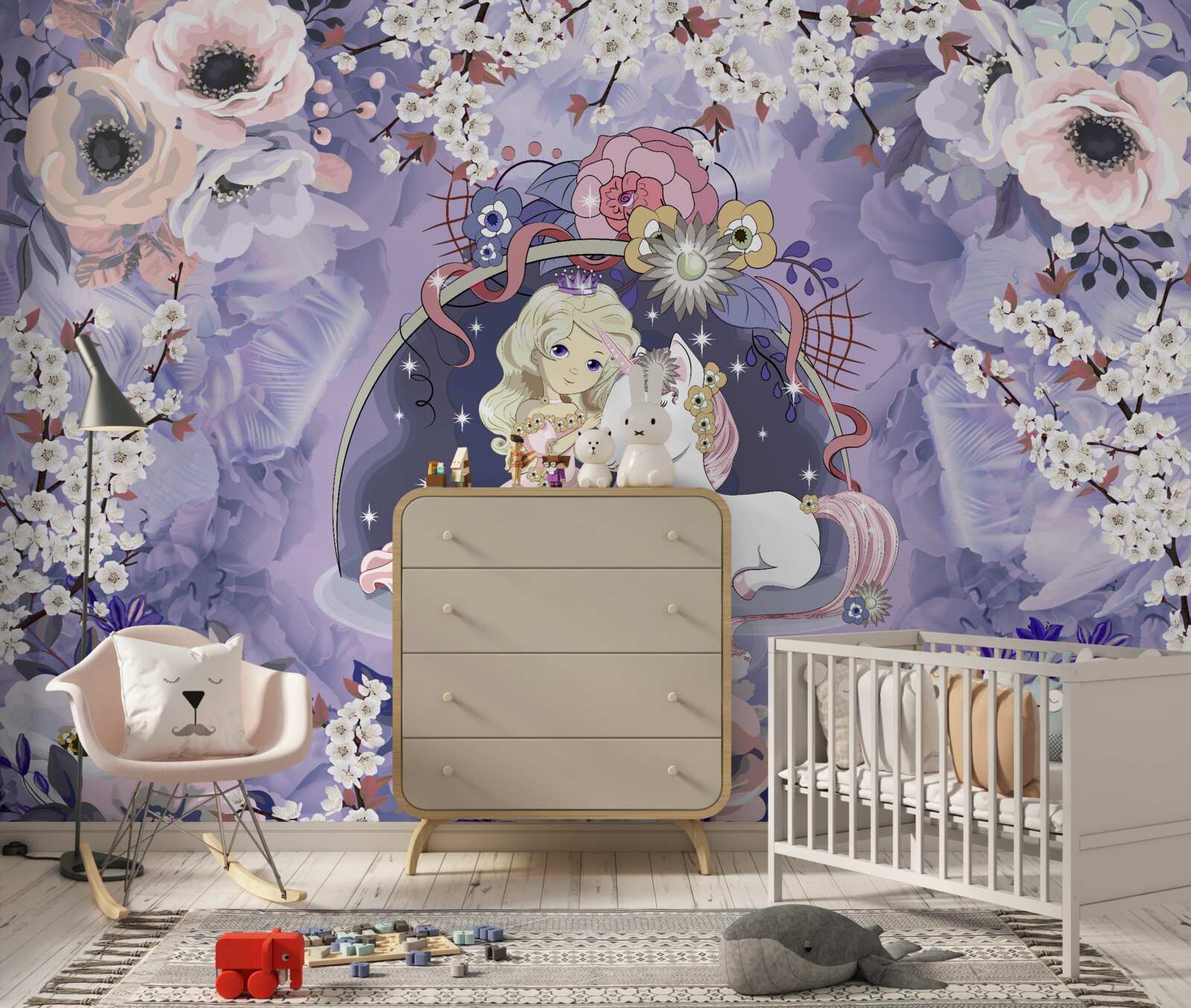 Fototapeta jednorożec z księżniczką