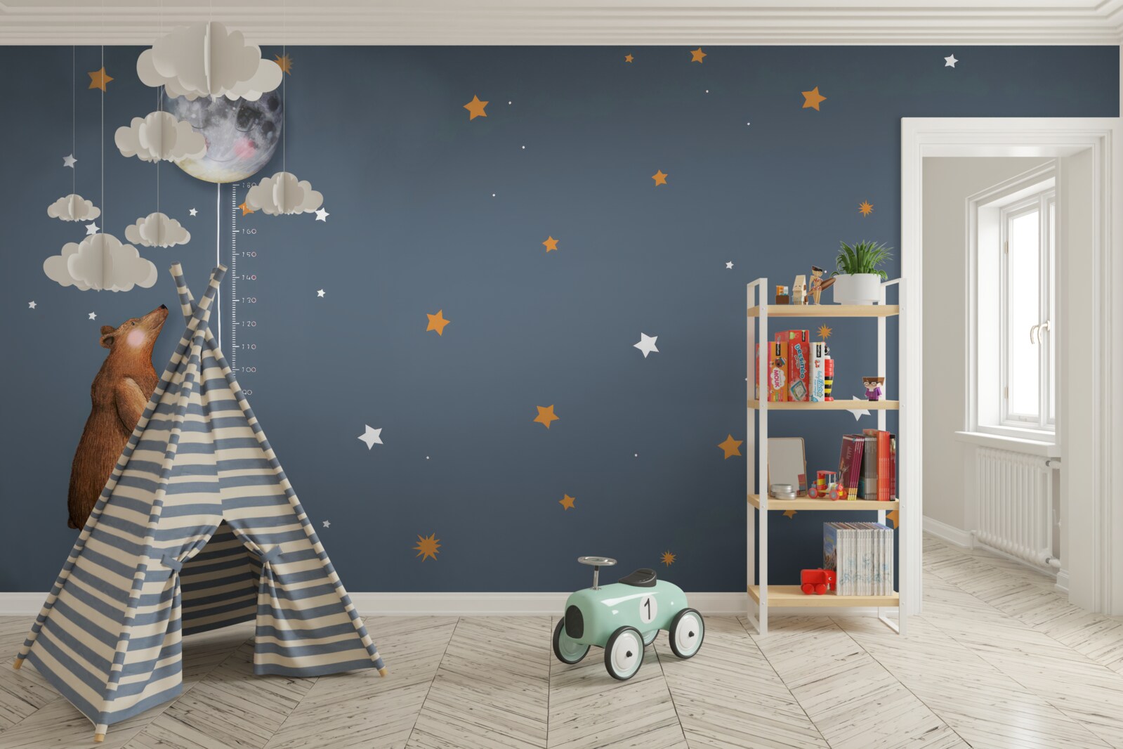 Fototapeta niedźwiedź podnosi księżyc do nieba