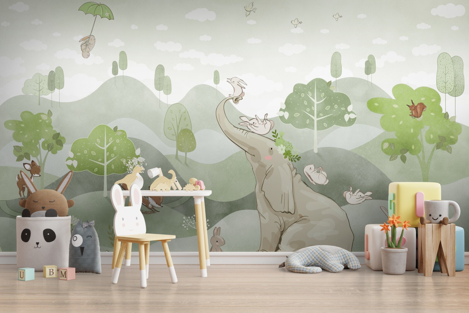 Fototapeta słoń otrzymuje pozdrowienia od zwierząt