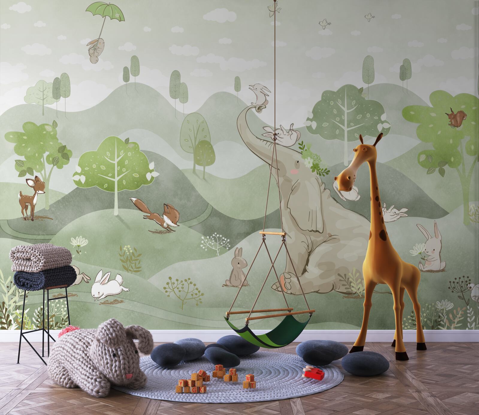 Fototapeta słoń otrzymuje pozdrowienia od zwierząt