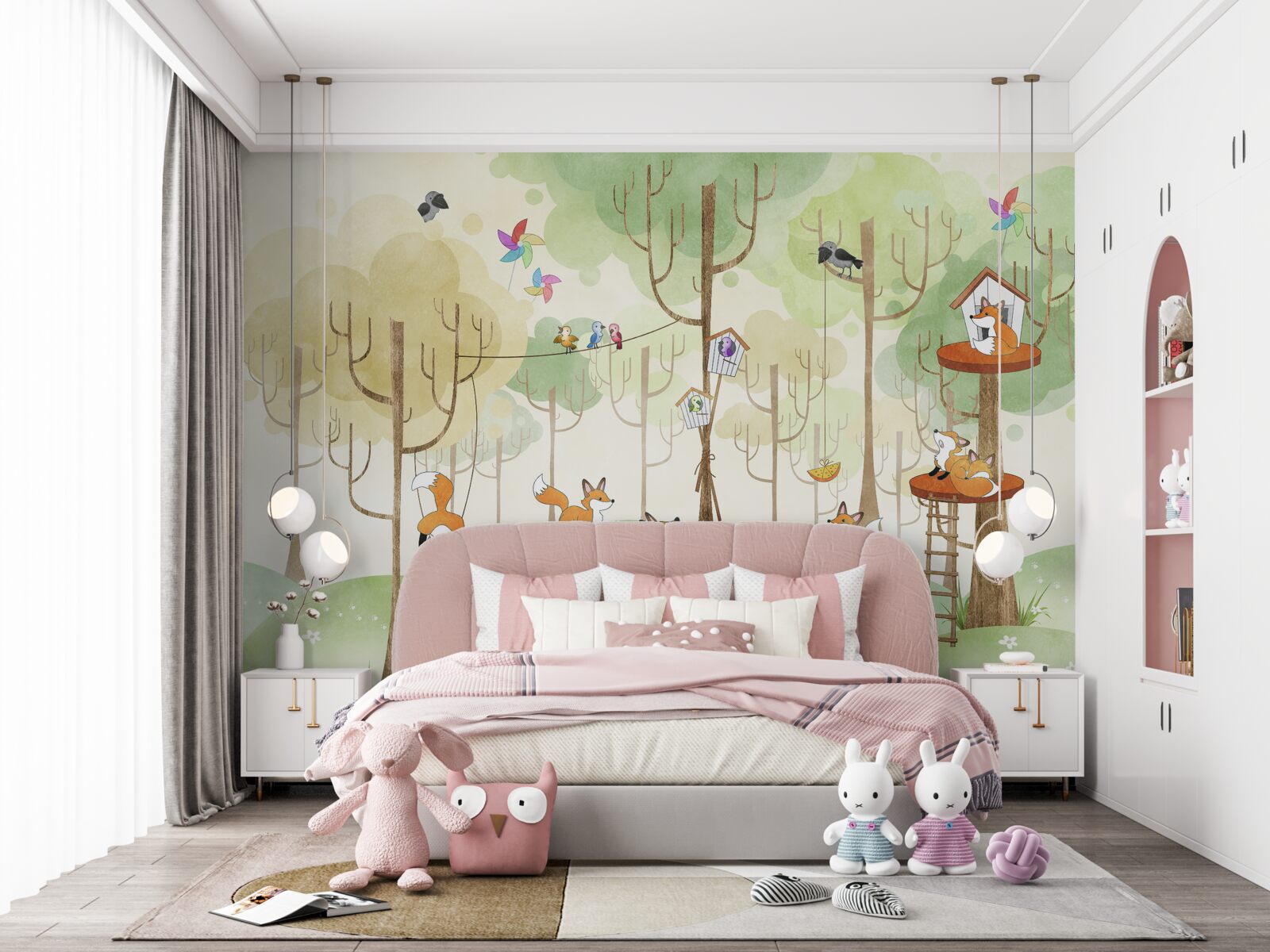 Fototapeta wiewiórki i lisy na gałęziach drzew