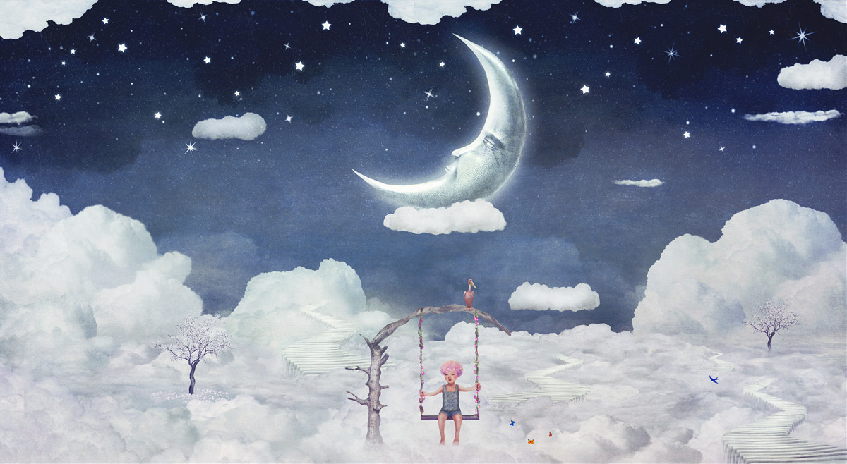 Fototapeta młody mężczyzna spaceruje w świetle księżyca