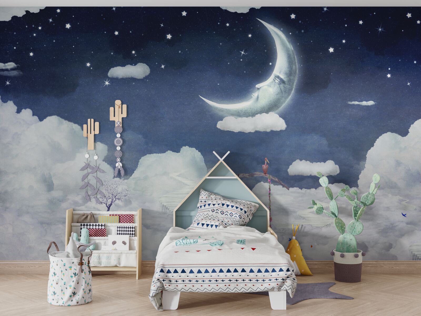 Fototapeta młody mężczyzna spaceruje w świetle księżyca