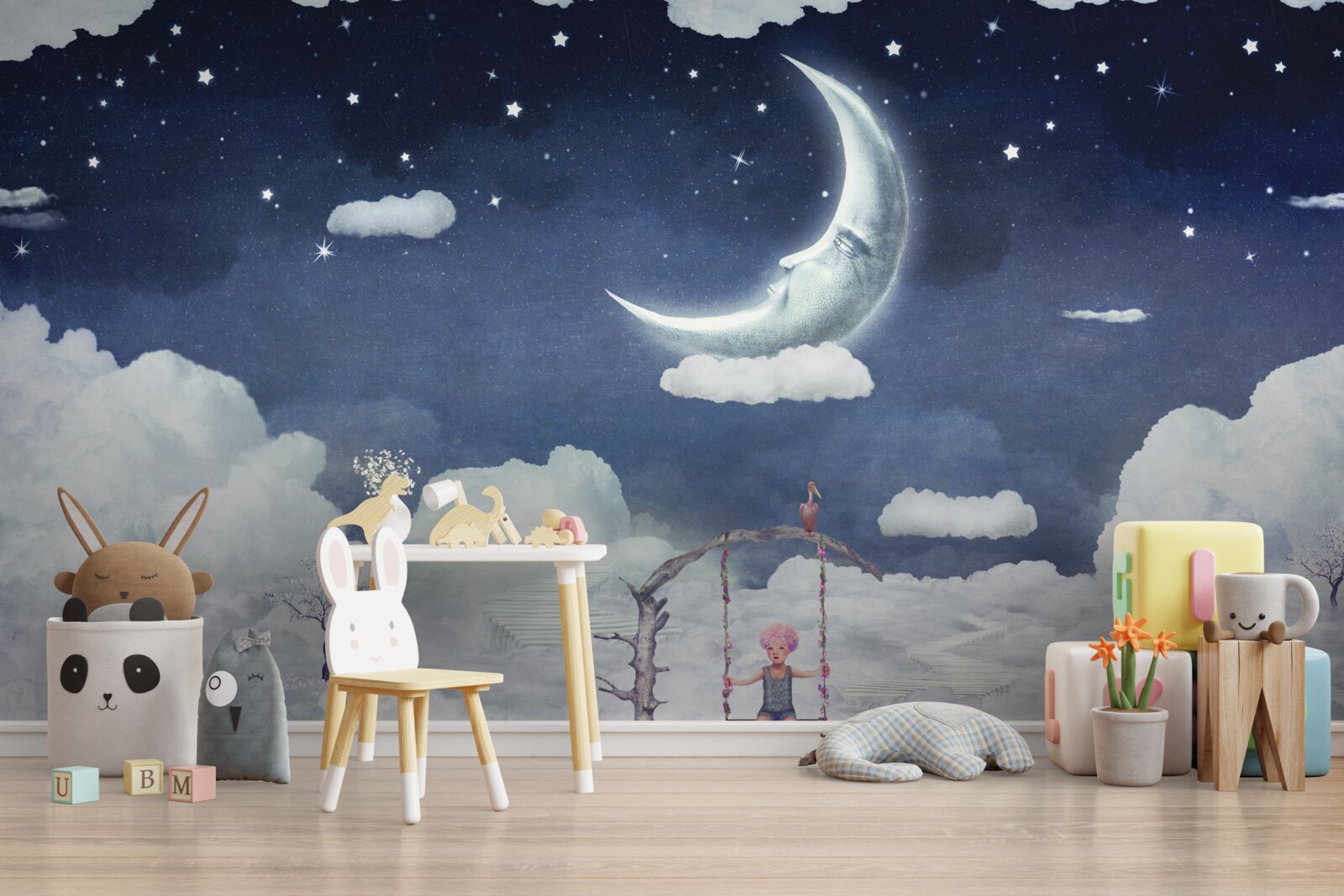 Fototapeta młody mężczyzna spaceruje w świetle księżyca