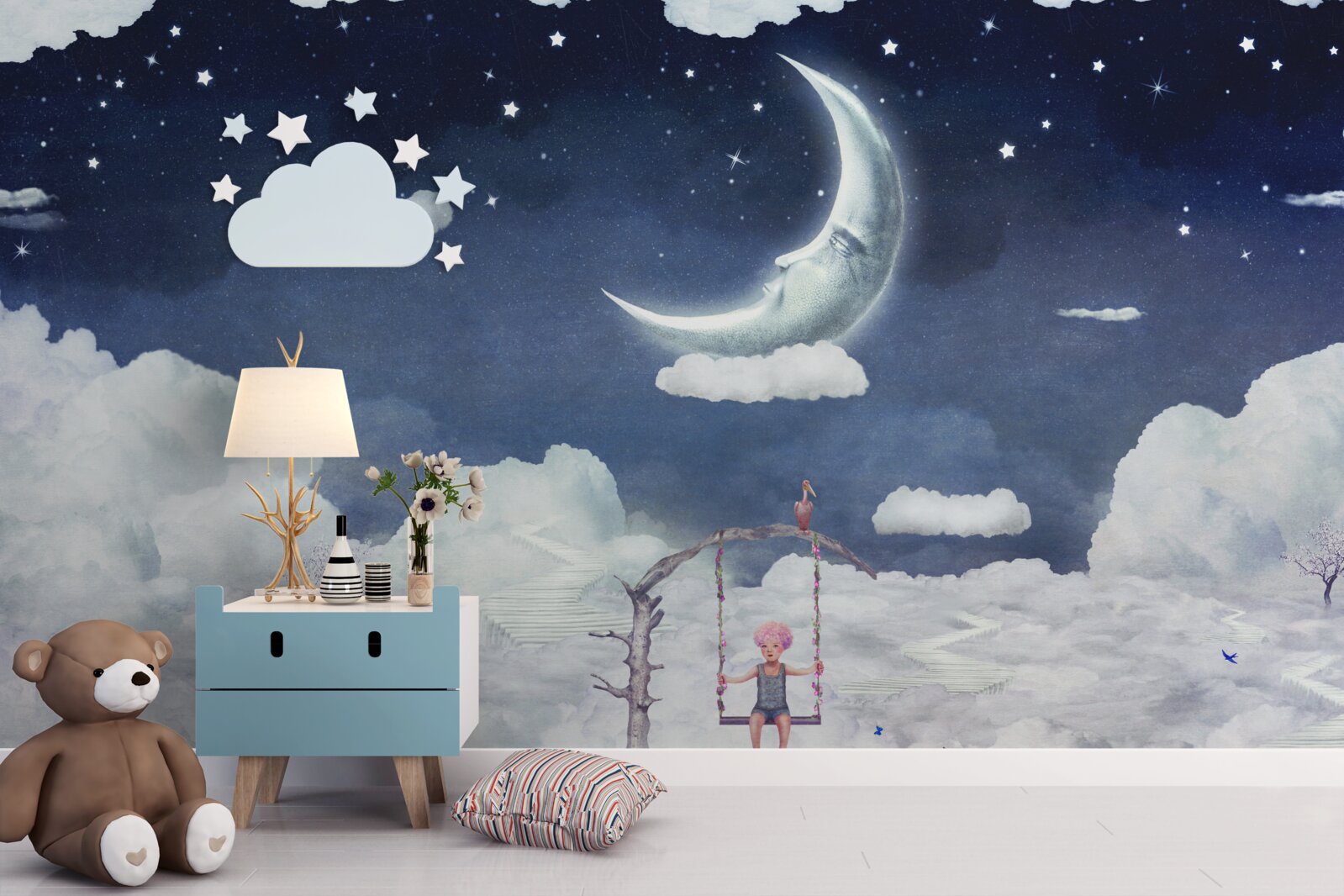 Fototapeta młody mężczyzna spaceruje w świetle księżyca