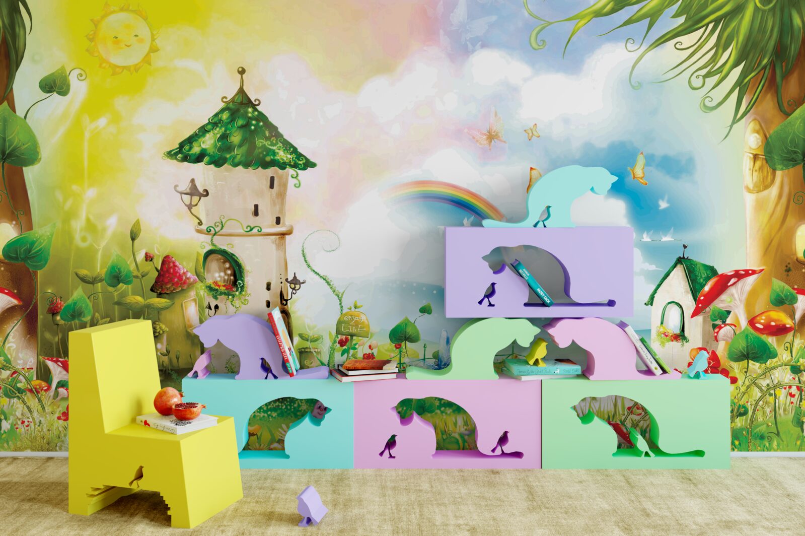 Fototapeta wieża wznosząca się w lesie