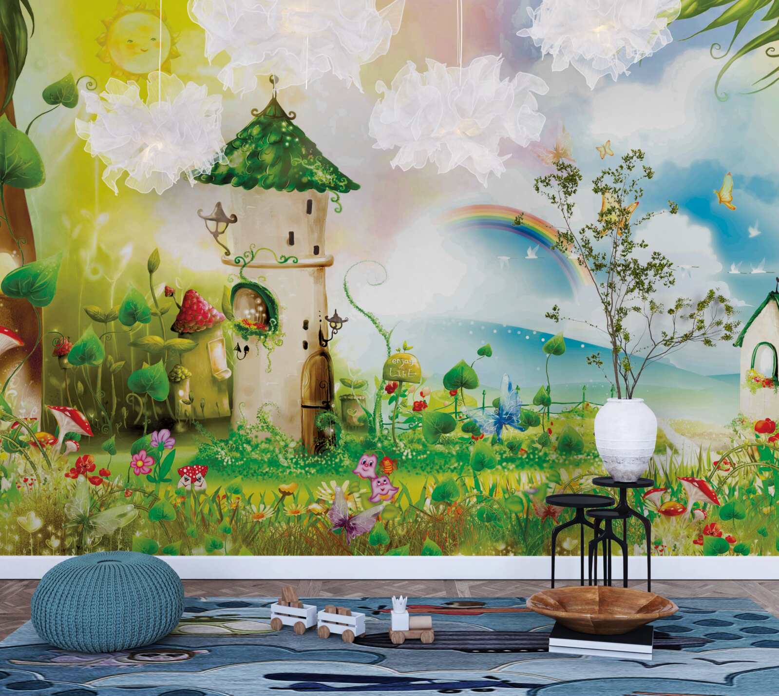 Fototapeta wieża wznosząca się w lesie