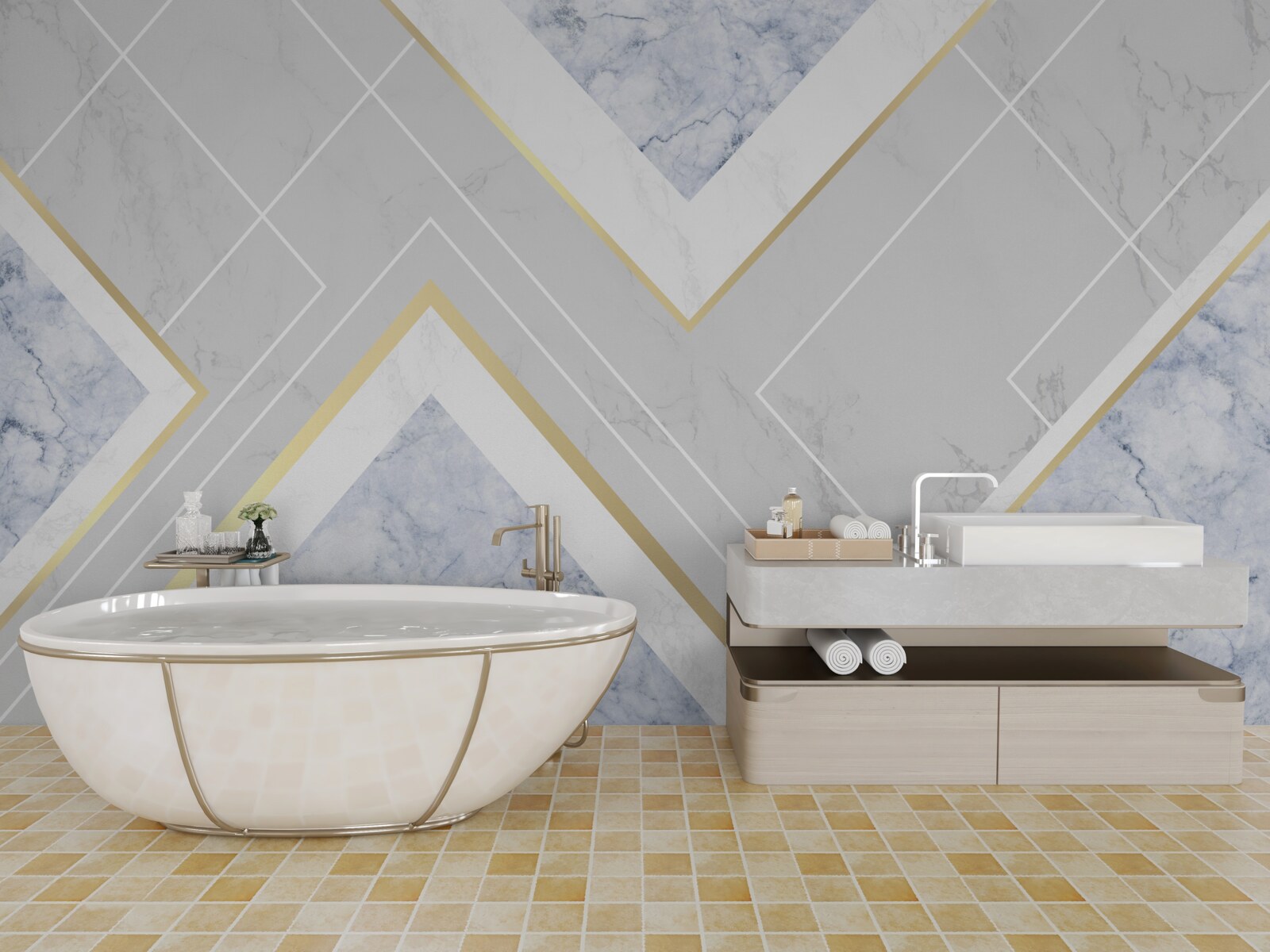 Fototapeta geometrycznie poprawne wzory na marmurowej powierzchni