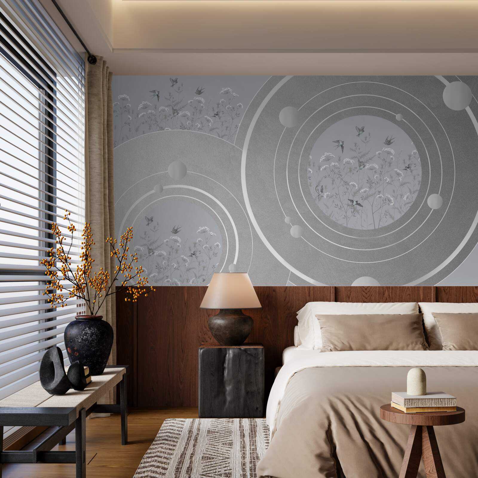 Fototapeta kwiatowe kształty i abstrakcyjne koła