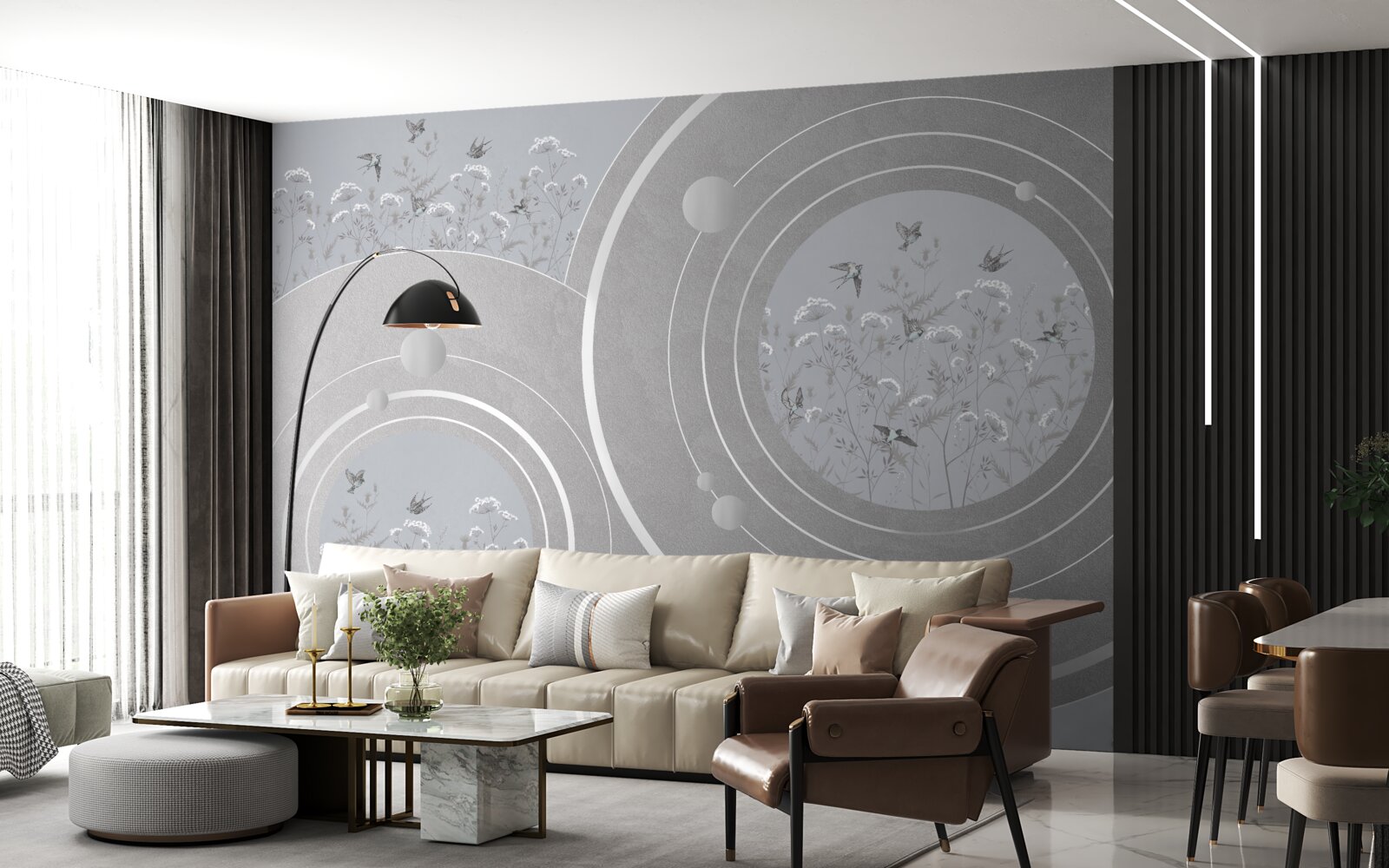 Fototapeta kwiatowe kształty i abstrakcyjne koła