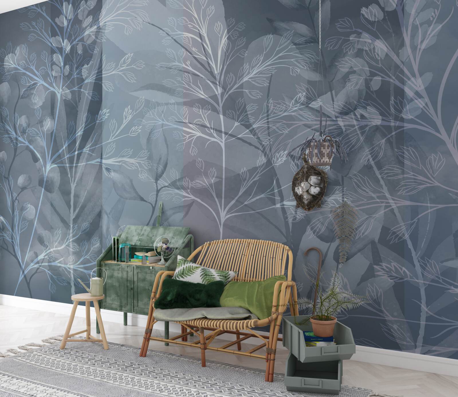 Fototapeta krzewy owiane mgłą w lesie