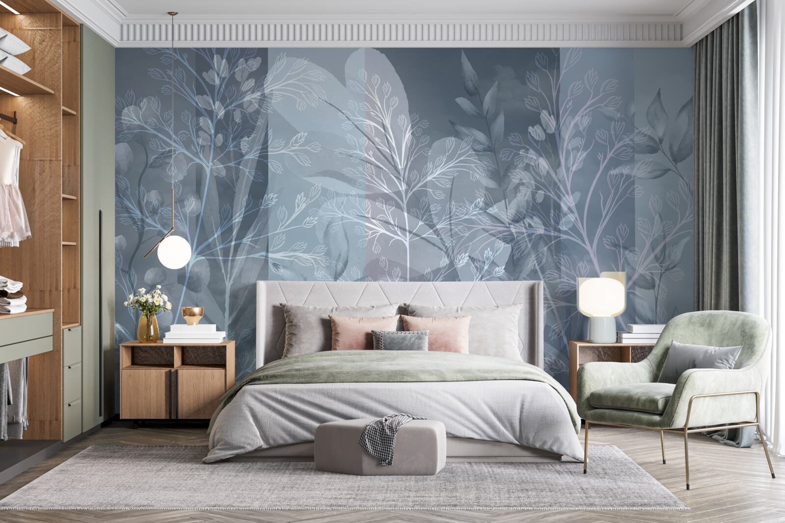 Fototapeta krzewy owiane mgłą w lesie