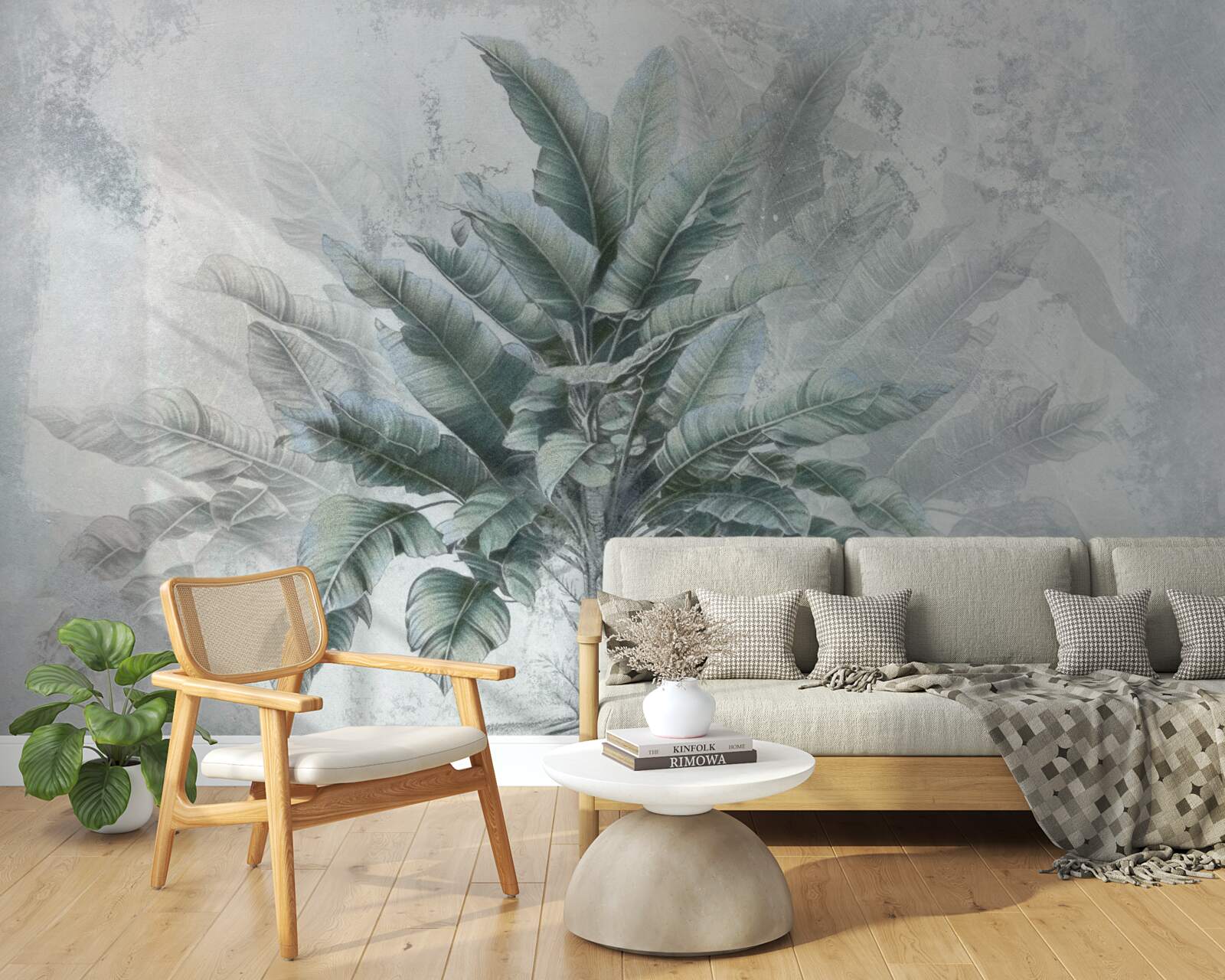 Fototapeta we mgle ukryta jest ogromna palma