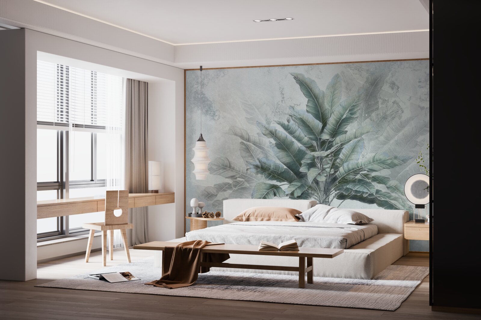 Fototapeta we mgle ukryta jest ogromna palma