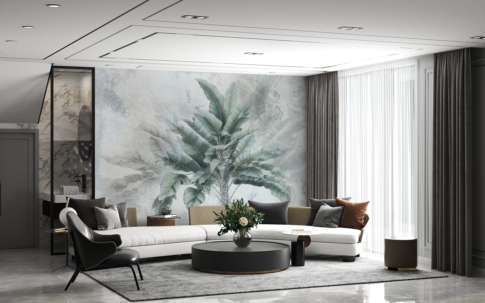 Fototapeta we mgle ukryta jest ogromna palma