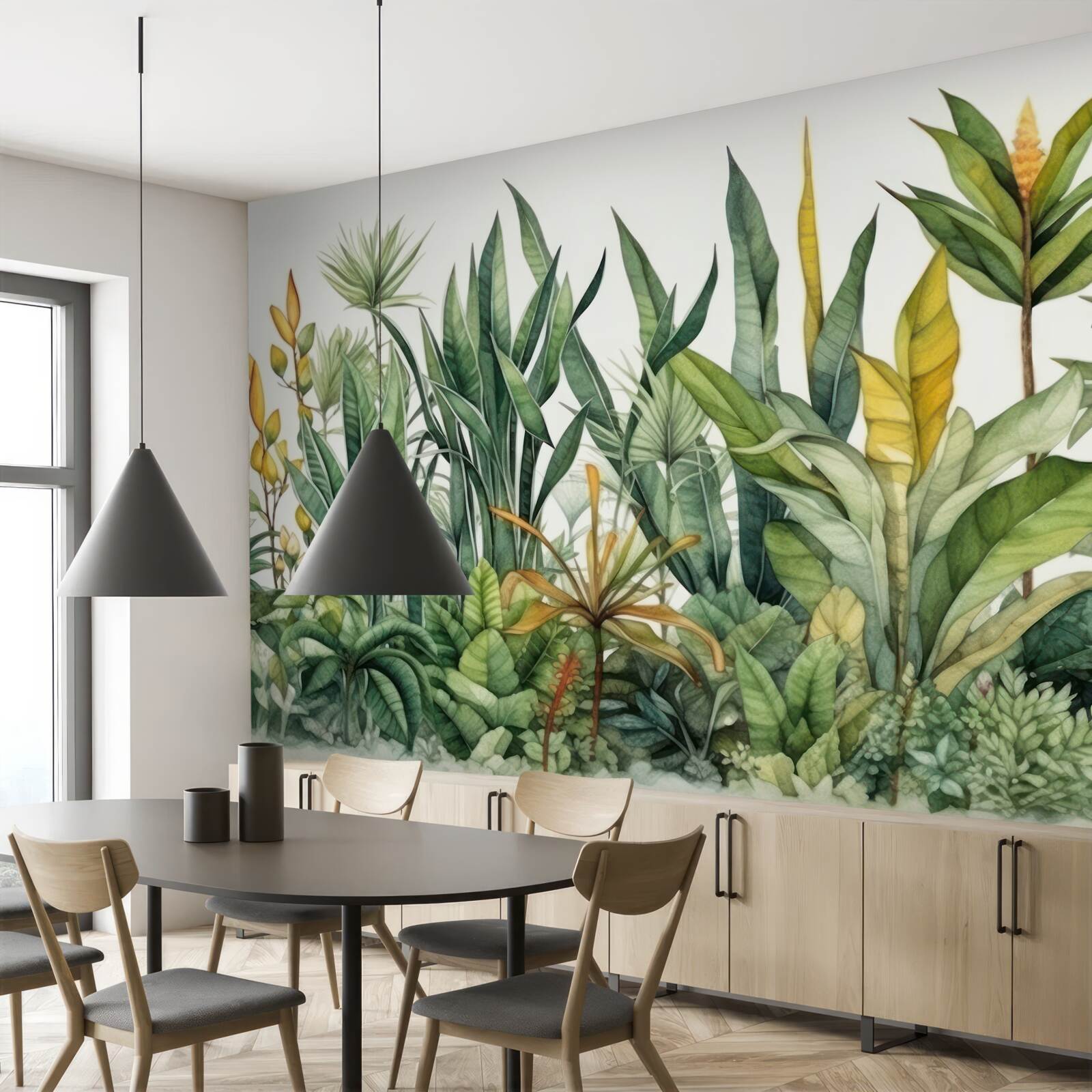 Fototapeta w dżungli rosną wysokie krzewy palmowe